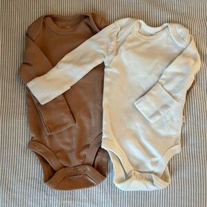2 Neutral Honest Long Sleeve Onesies